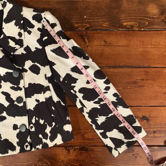 Diane Von Furstenberg Macie Cropped Animal Print Pony Ivory Blazer Small Jacket - Picture 13 of 16